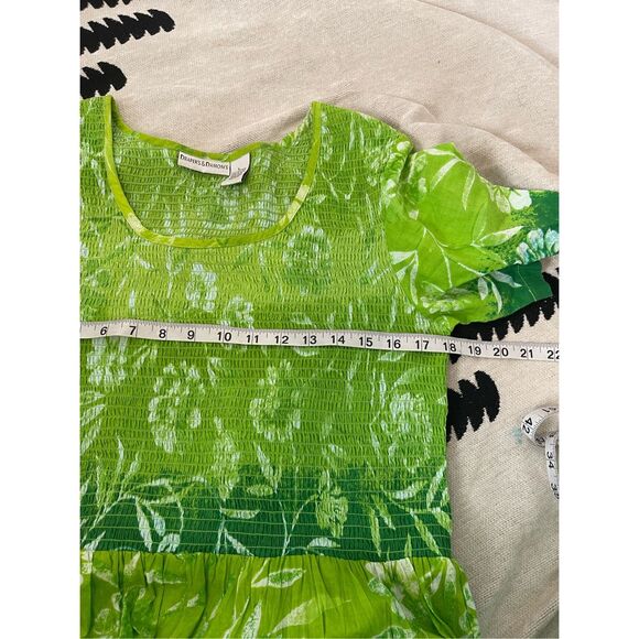 Draper’s And Damons Green Floral Summer Dress Short Sleeve Stretchy large - Picture 6 of 7